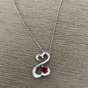 January birthstone two heart necklace